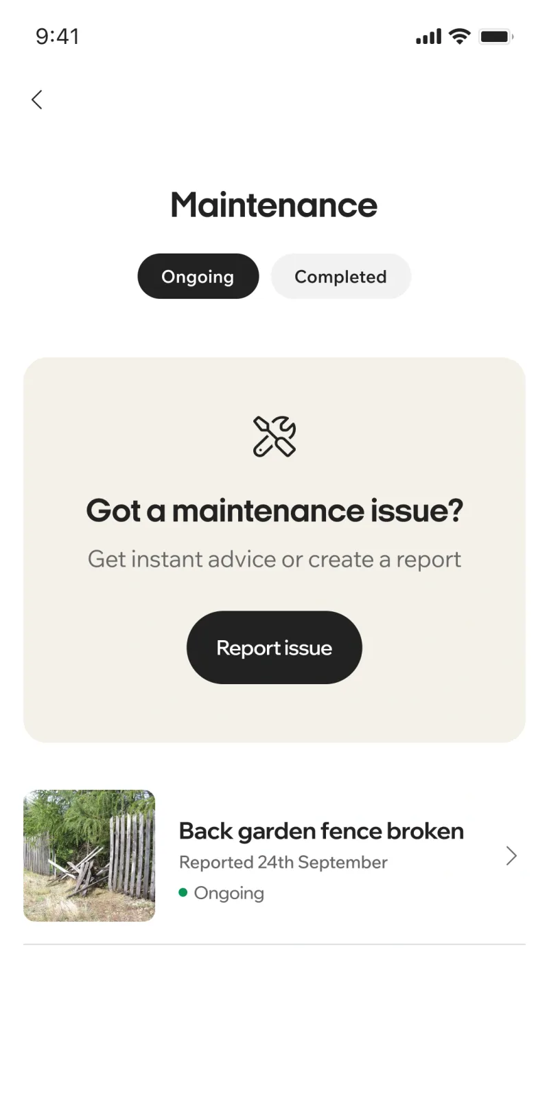 Report a repair in the Hoose & Key tenant app