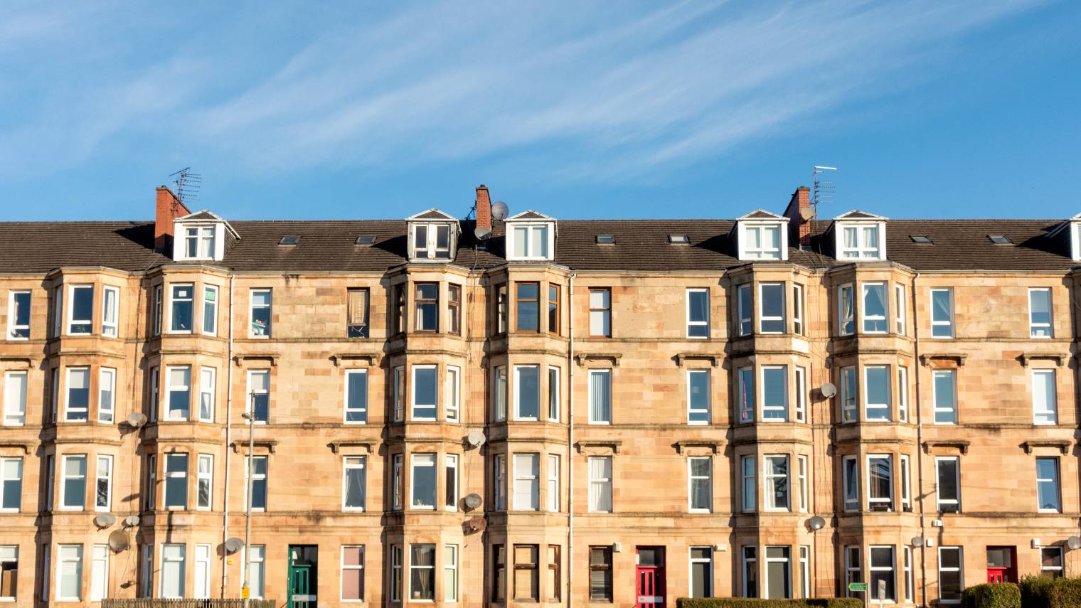 Traditional sandstone tenement flats in Glasgow